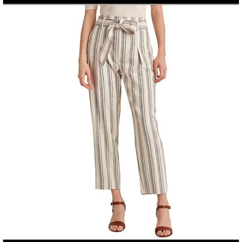 RALPH LAUREN Women's Striped Tie-waist Pants NWT Size 4 Petite